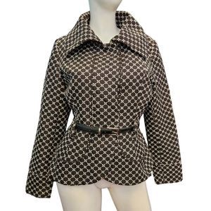 DR Sportswear Black Mod Print Belted Blazer Size 8 Vontage Style